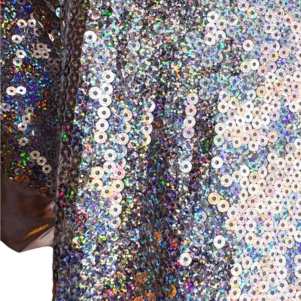 Weissman Girls Silver Holographic Sequin Jacket Dance Costume Size 1C (Y7/8) EUC - Picture 10 of 11